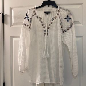 White embroidered peasant top